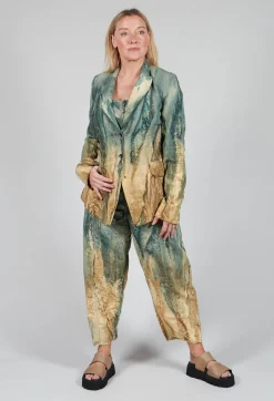 Padded Pattern Blazer in Petrol and Tea