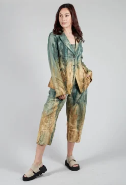 Padded Pattern Blazer in Petrol and Tea