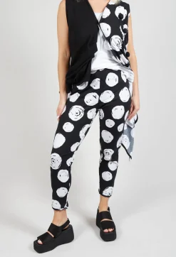 Paint Polka Dot Print Leggings in Black