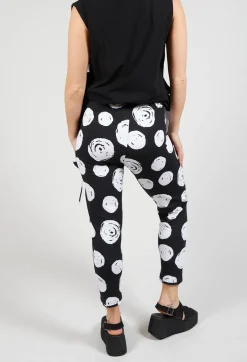 Paint Polka Dot Print Leggings in Black