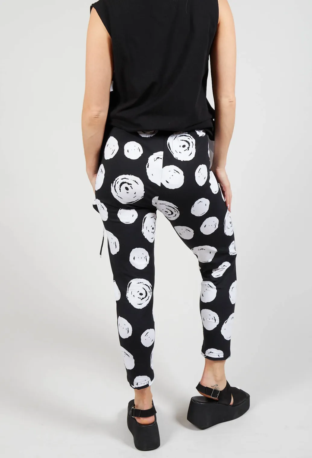 Paint Polka Dot Print Leggings in Black