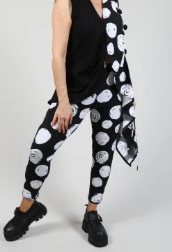 Paint Polka Dot Print Leggings in Black
