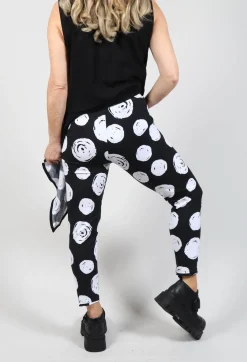 Paint Polka Dot Print Leggings in Black