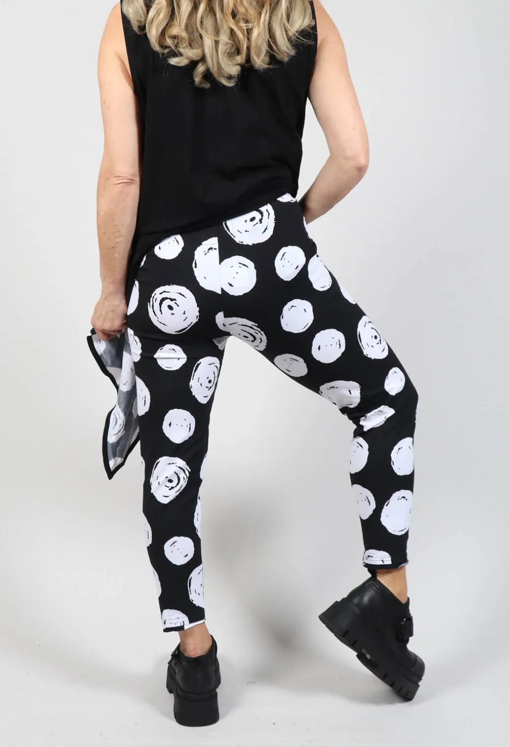 Paint Polka Dot Print Leggings in Black