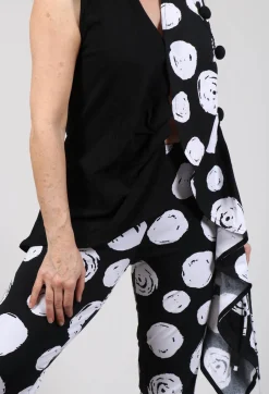 Paint Polka Dot Print Leggings in Black