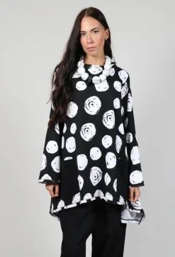 Paint Polka Dot Print Top in Black
