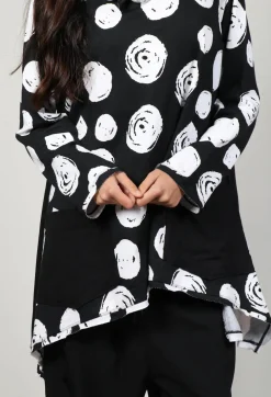 Paint Polka Dot Print Top in Black