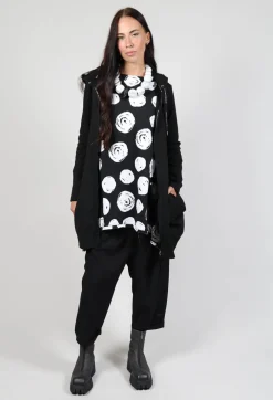 Paint Polka Dot Print Top in Black