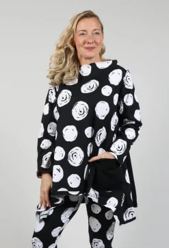 Paint Polka Dot Print Top in Black