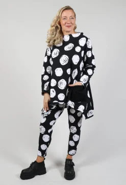 Paint Polka Dot Print Top in Black