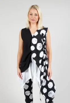 Paint Polka Dot Print Waistcoat in Black