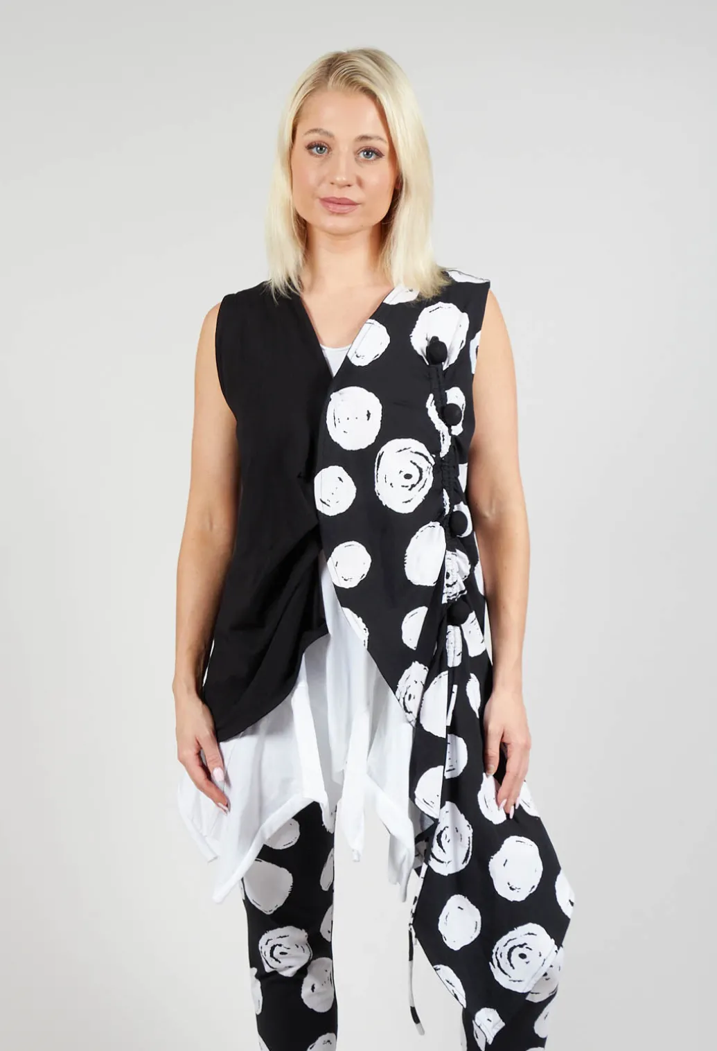 Paint Polka Dot Print Waistcoat in Black