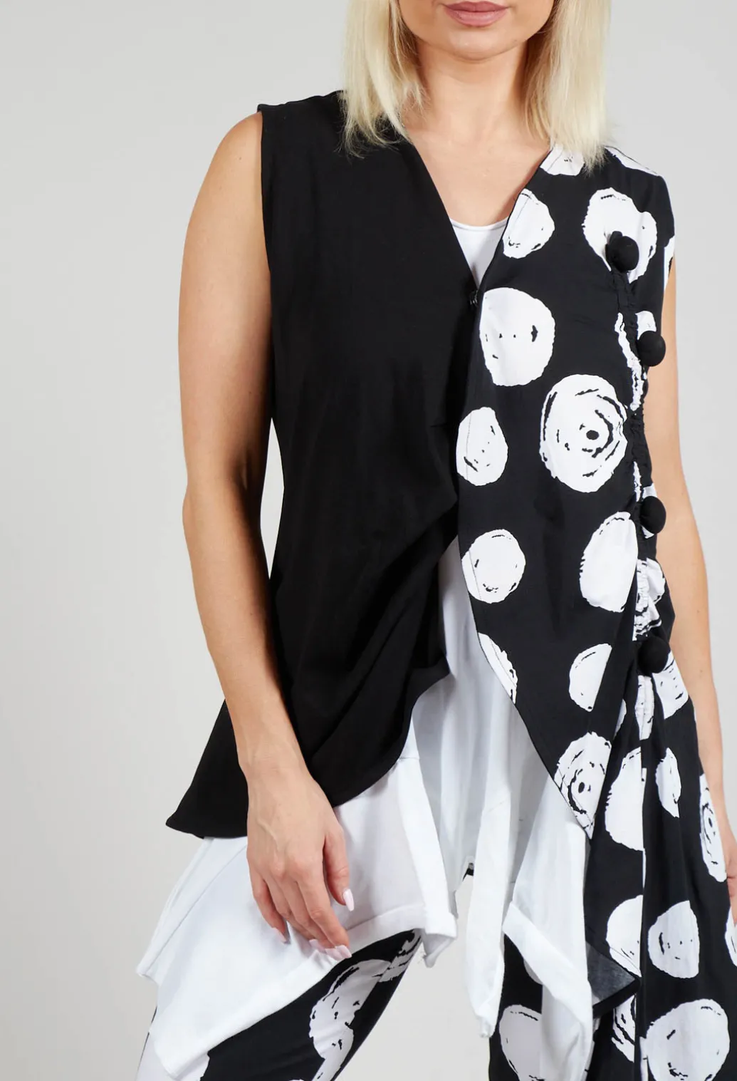 Paint Polka Dot Print Waistcoat in Black