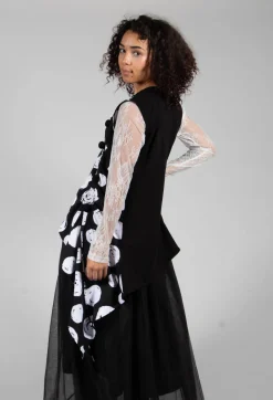 Paint Polka Dot Print Waistcoat in Black