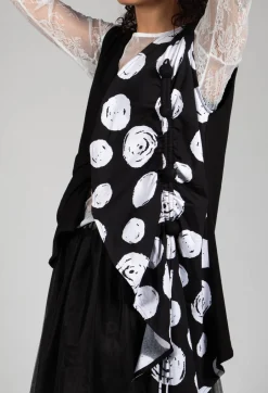 Paint Polka Dot Print Waistcoat in Black