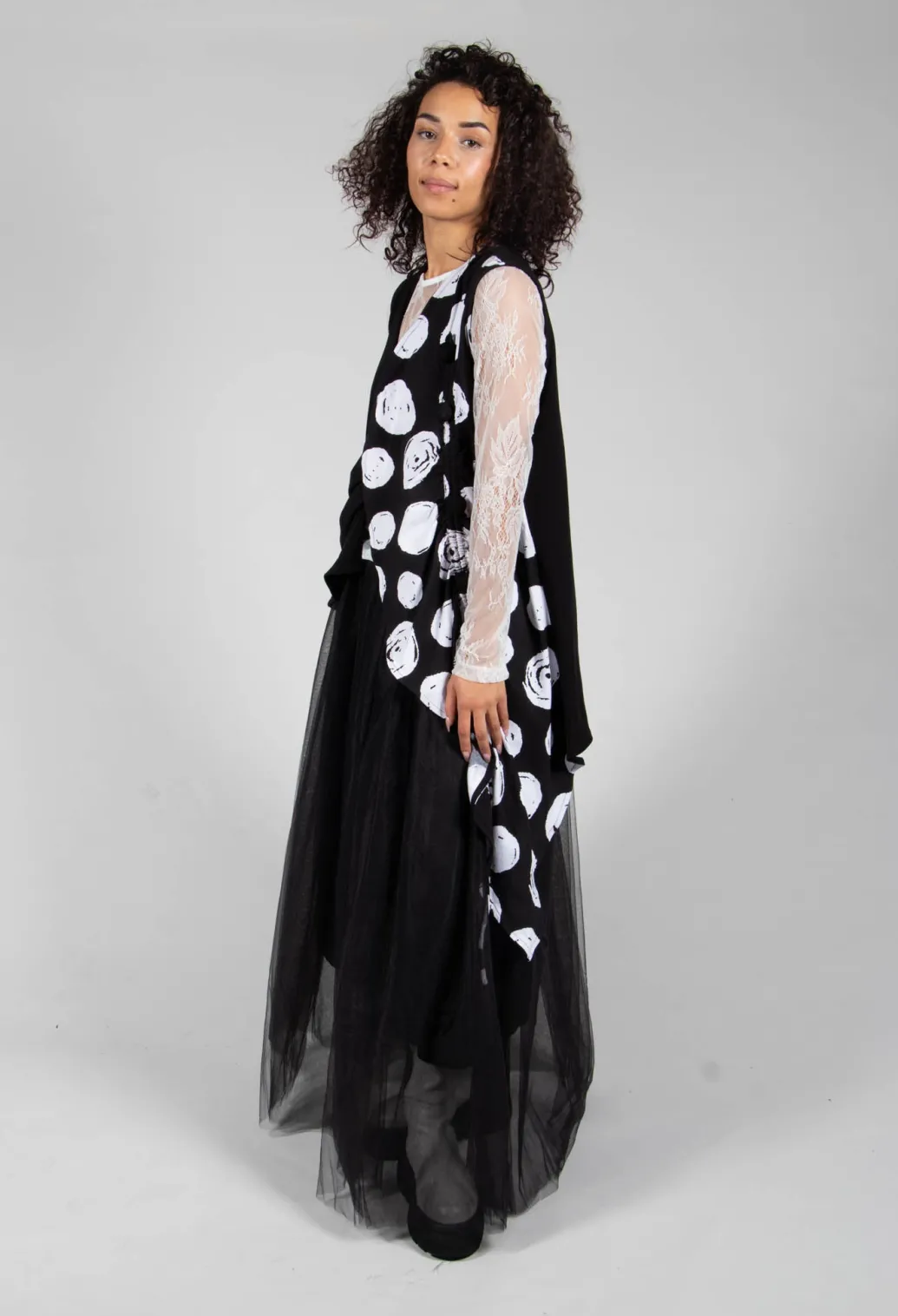Paint Polka Dot Print Waistcoat in Black