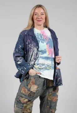Paint Splatter Crop Tancy Coat in Workwear