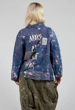 Paint Splatter Crop Tancy Coat in Workwear