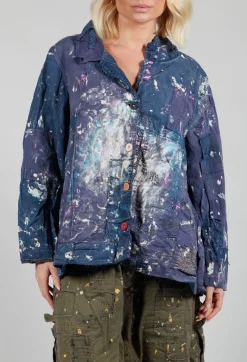 Paint Splatter Crop Tancy Coat in Workwear