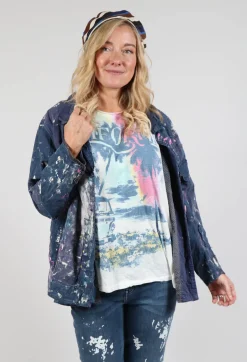 Paint Splatter Crop Tancy Coat in Workwear
