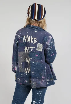 Paint Splatter Crop Tancy Coat in Workwear