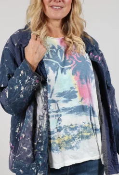 Paint Splatter Crop Tancy Coat in Workwear