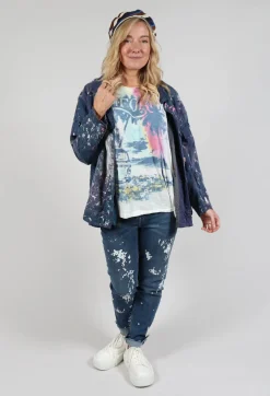 Paint Splatter Crop Tancy Coat in Workwear