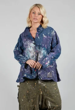 Paint Splatter Crop Tancy Coat in Workwear