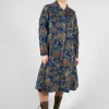 Paisley Print Cord Knee Length Top in Navy