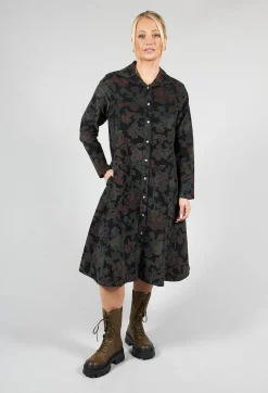 Paisley Print Cord Knee Length Top in Black