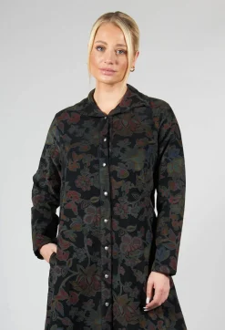Paisley Print Cord Knee Length Top in Black