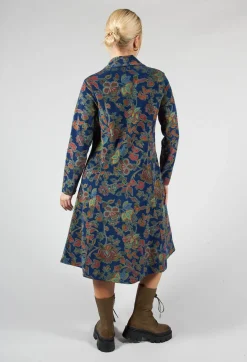 Paisley Print Cord Knee Length Top in Navy