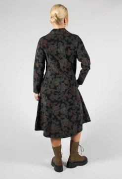 Paisley Print Cord Knee Length Top in Black