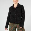 Paisley Print Short Cord Jacket in Black