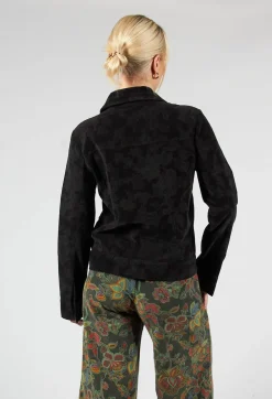 Paisley Print Short Cord Jacket in Black