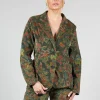 Paisley Print Velvet Blazer in Moss