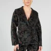 Paisley Print Velvet Blazer in Black