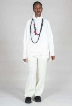 Panelled Knit Jumper in Cream