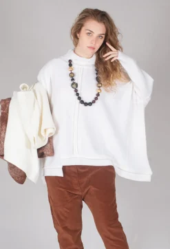 Panelled Knit Jumper in Cream