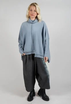 Panelled Knit Jumper in Grey