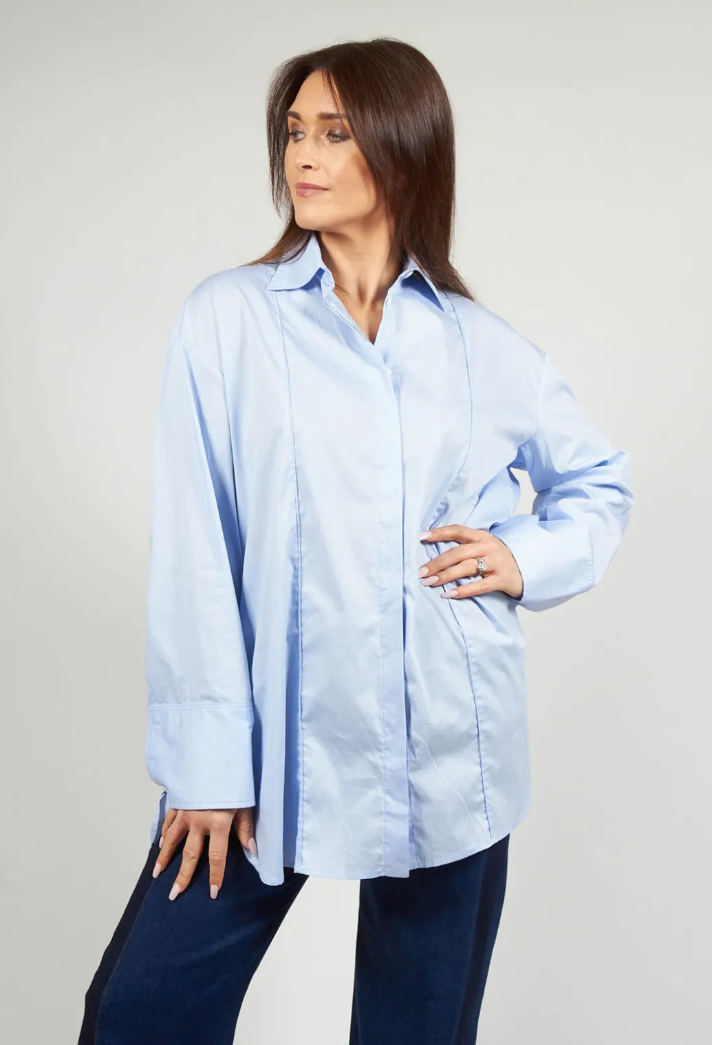 Panelled Shirt in Chianti Sky