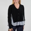 Panelled Stripe Shirt in Nero and Off White