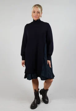 Panelled Sweater Dress in Dark Navy