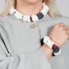 Paper Mache Bracelet in Black/White