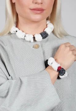 Paper Mache Bracelet in Black/White