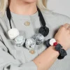 Paper Mache Bracelet in Grey/Black