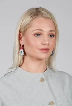Paper Mache Earring in Red/Colour Mix