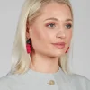 Paper Mache Earrings in Red/Grey