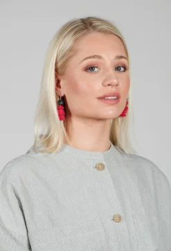 Paper Mache Earrings in Red/Grey