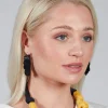 Paper Mache Earrings with Mesh Detail in Nero